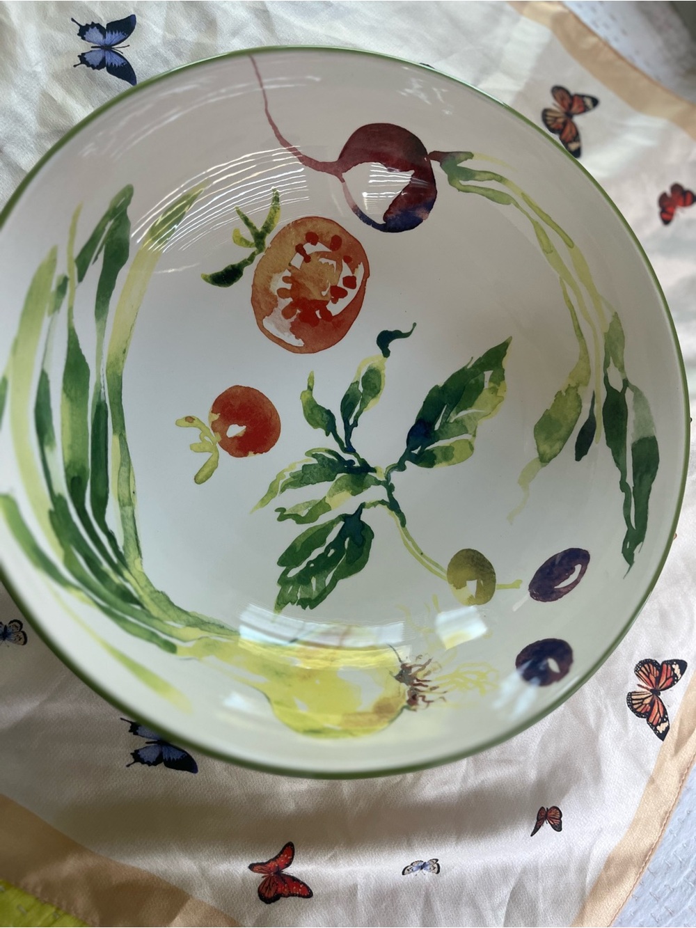Various Vegetables by Crate & Barrel LARGE PASTA / SALAD BOWL 11 3/4"